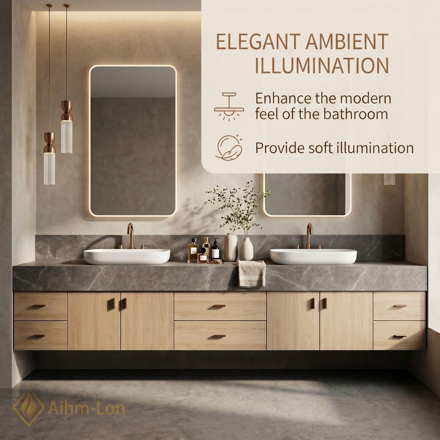 76''-96'' Double Bathroom Vanity with Sink Floating Modern Vanities Stone Texture Top