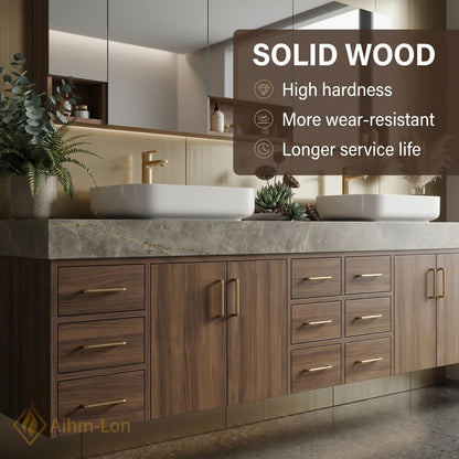 80''-96'' Double Bathroom Vanity with Sink Floating Double Grain Finish Slatted Center