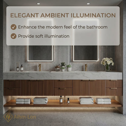 78''-96'' Double Bathroom Vanity with Sink Vertical Slatted Wood Doors Integrated Solid