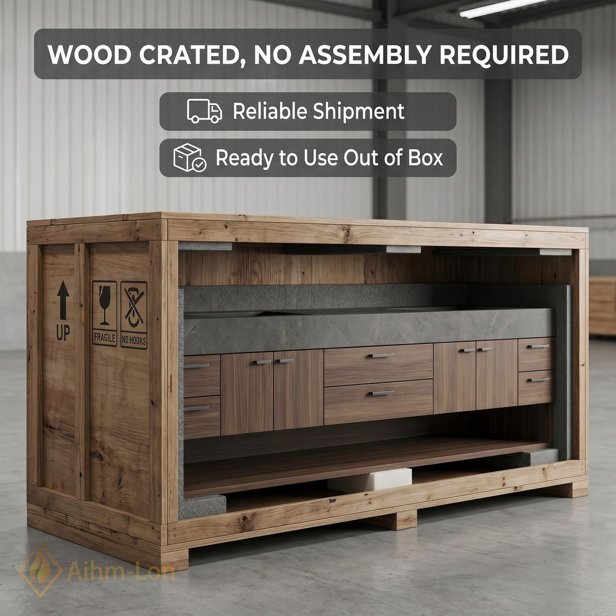 60''-96'' Double Bathroom Vanity with Sink Dark Wood Frameless Mirror Cabinet Storage