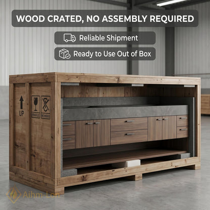 60''-96'' Double Bathroom Vanity with Sink Dark Wood Frameless Mirror Cabinet Storage
