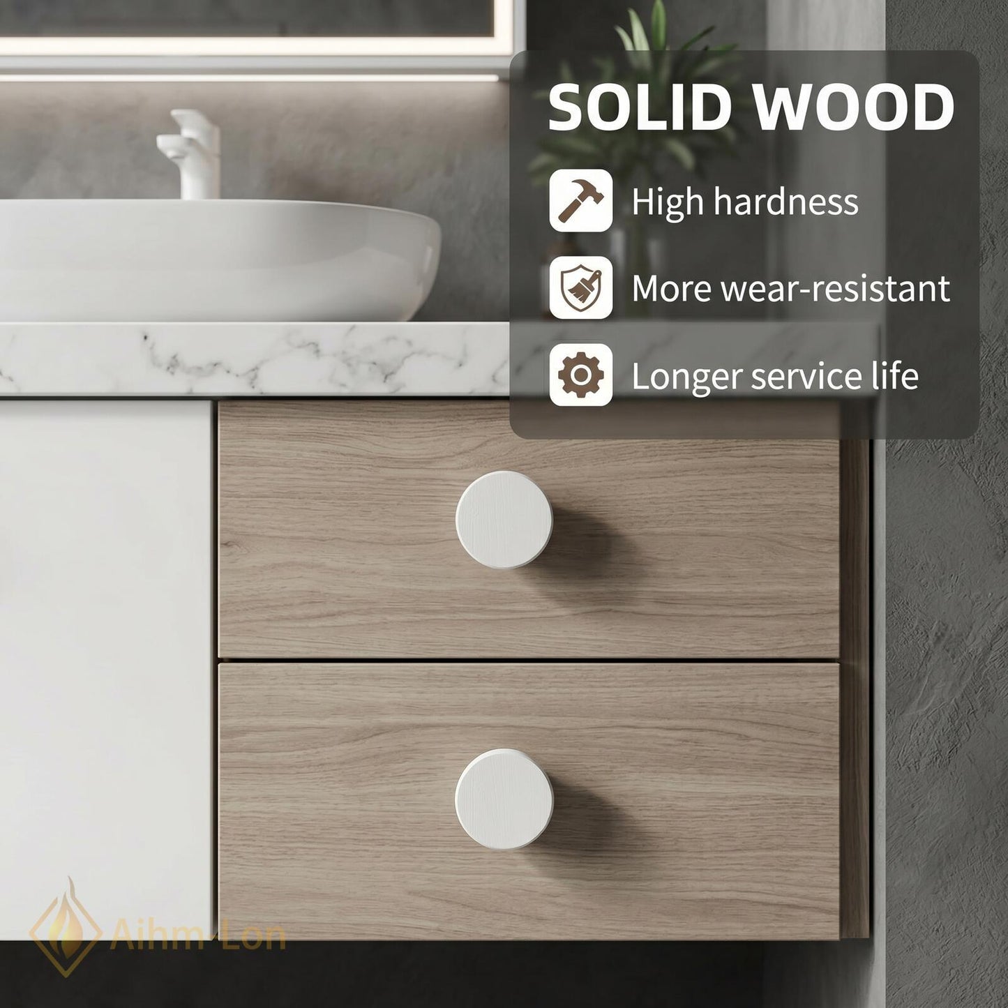 70''-96'' Modern Double Bathroom Vanity with Sink White Marble-Look Center Drawer Cabinet