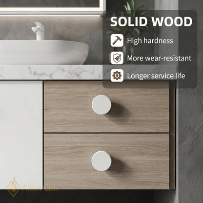 70''-96'' Modern Double Bathroom Vanity with Sink White Marble-Look Center Drawer Cabinet
