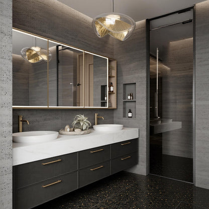 60''-96'' Double Bathroom Vanity with Sink Modern Floating Stone-Like Finish Deep Drawers