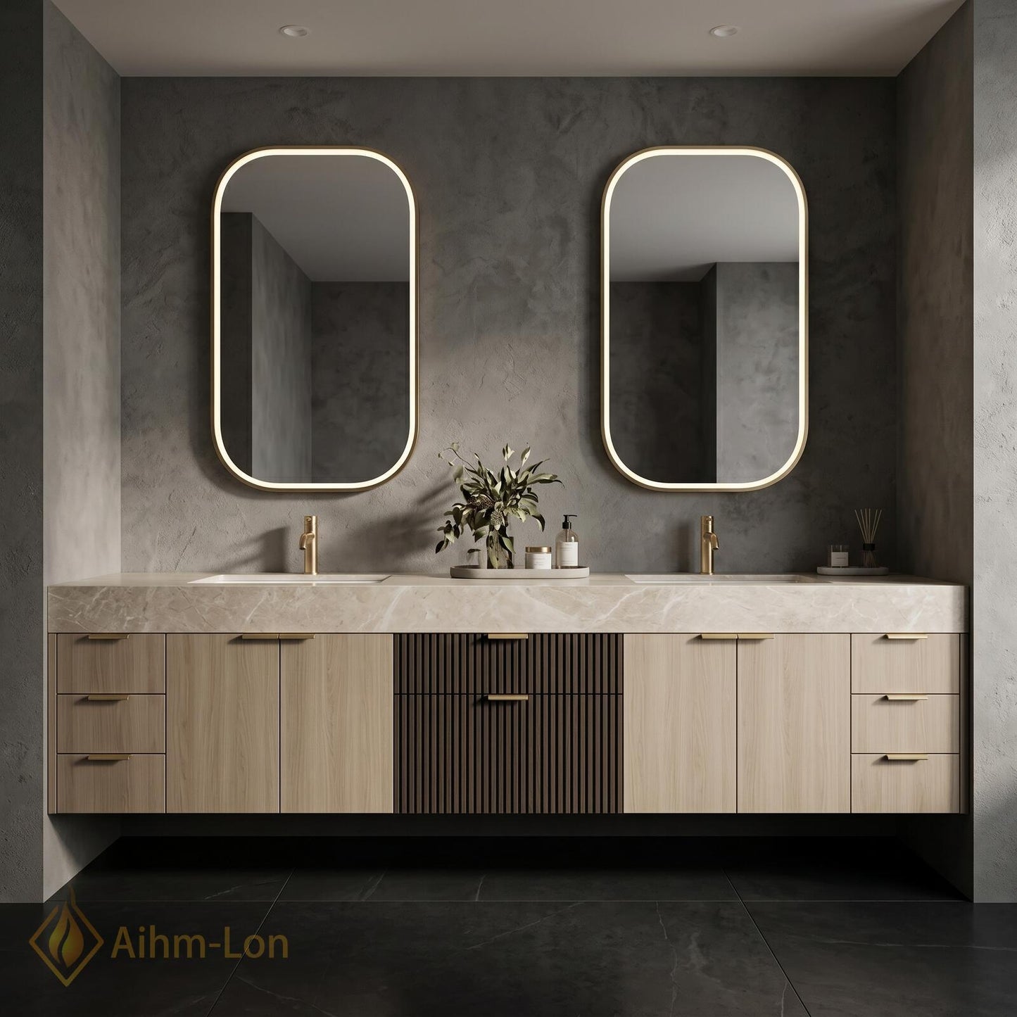 74''-96'' Double Bathroom Vanity with Sink Modern Floating Slatted-Panel Drawers Storage