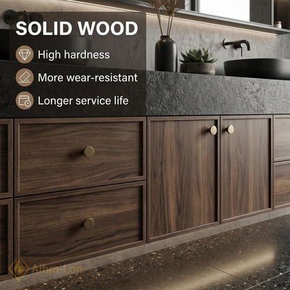 72''-96'' Double Bathroom Vanity with Sink Dark-Walnut Wood Modern Floating Stone
