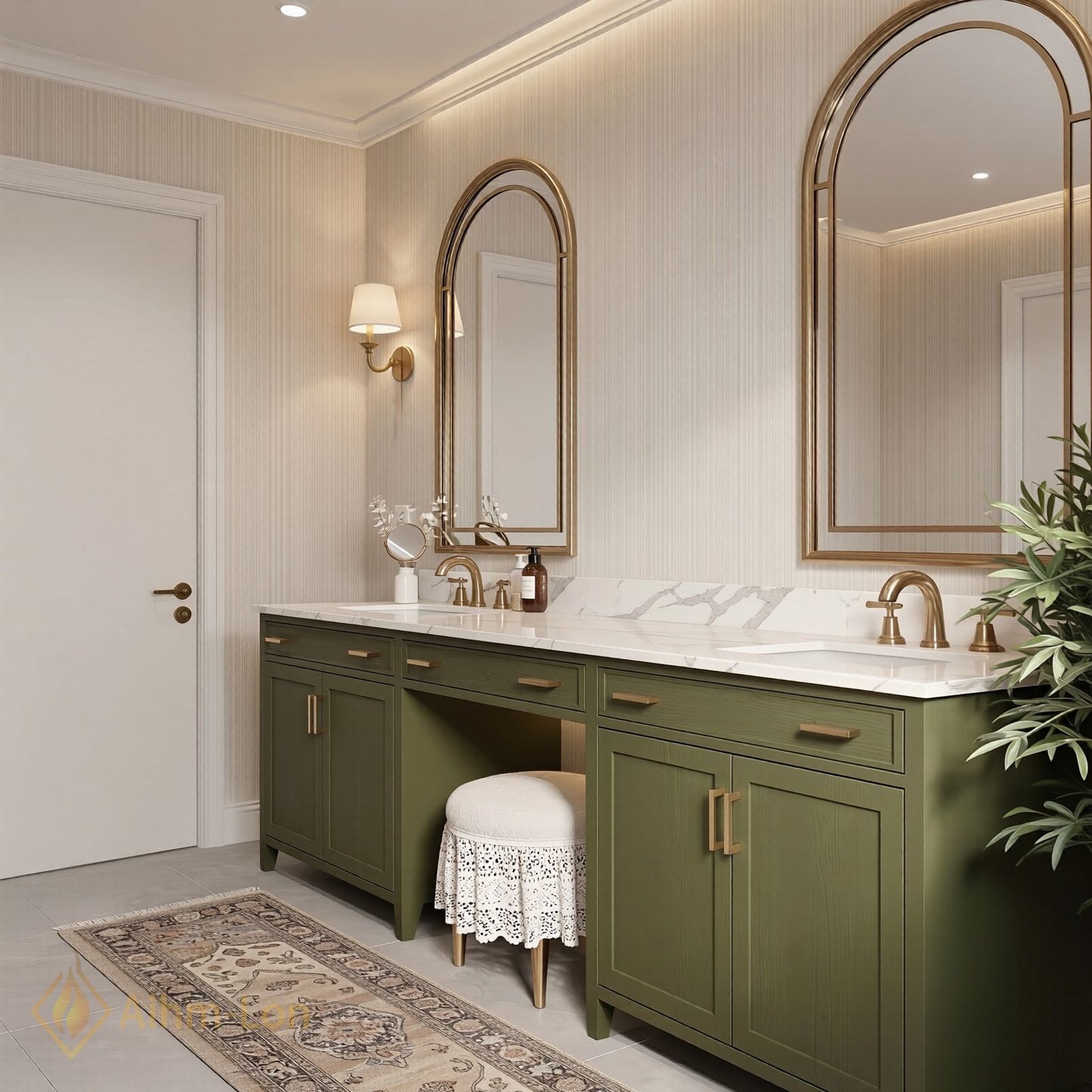 70''-96'' Modern Bathroom Vanity with Sink Split Frame Solid Wood Texture Two Drawers
