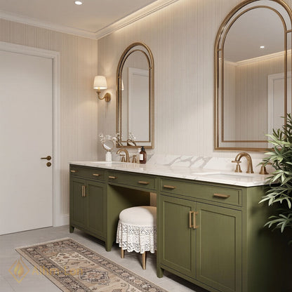 70''-96'' Modern Bathroom Vanity with Sink Split Frame Solid Wood Texture Two Drawers