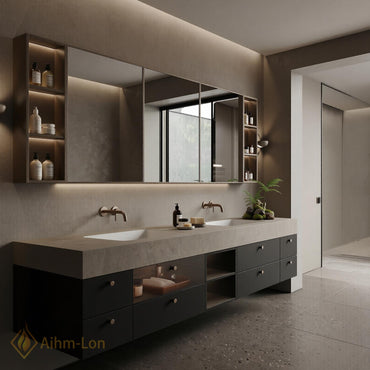 78''-96'' Bathroom Vanity with Sink Floating Vanity Concrete Wall Mounted Minimalist Matte
