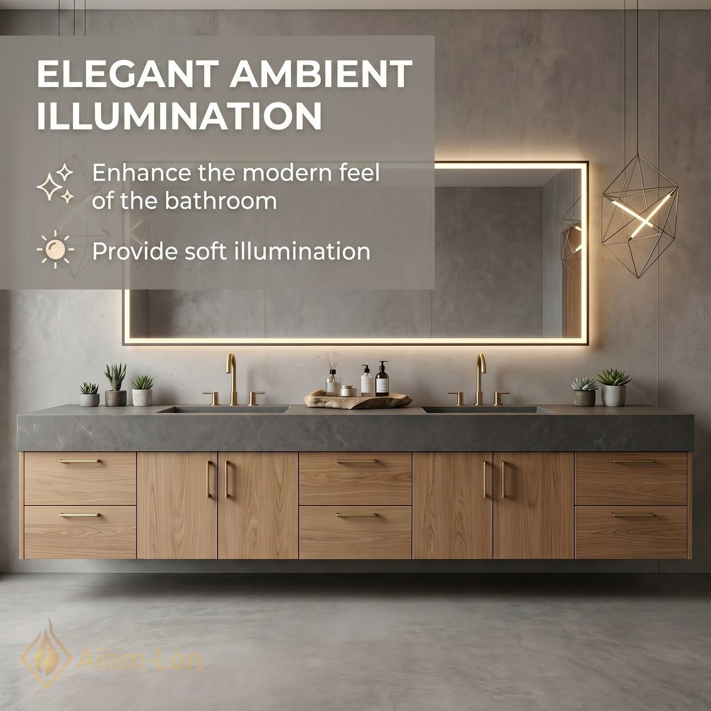 78''-96'' Double Bathroom Vanity with Sink Grey Floating Modern Design Slate Solid