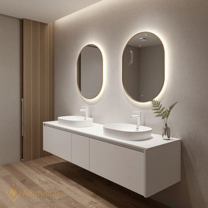 60''-96'' Modern Bathroom Vanity with Sink Double Sink Clean White Floating Counter Cabinet