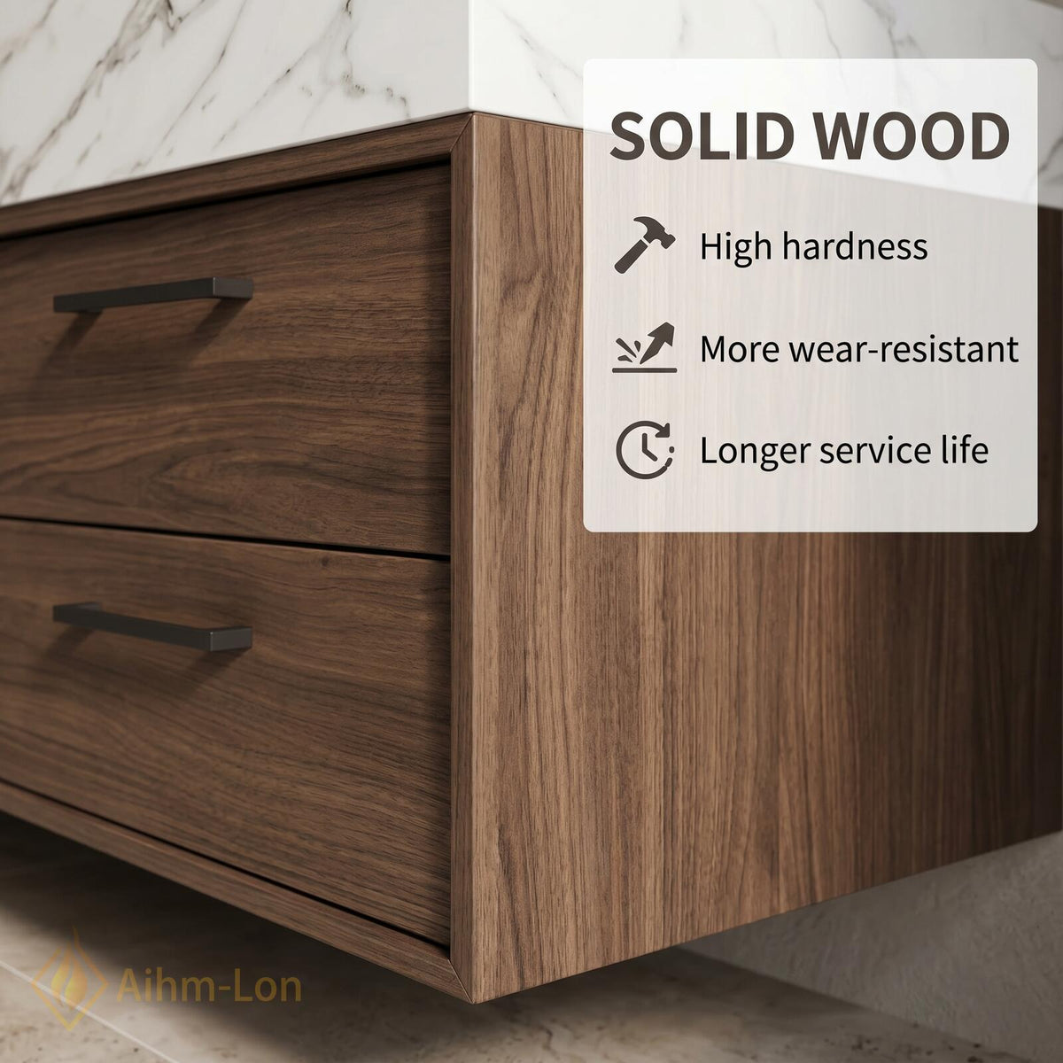 72''-96'' Double Bathroom Vanity with Sink Floating Double Woodgrain Finish Grain Finish