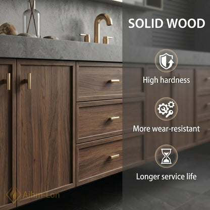 60''-96'' Double Bathroom Vanity with Sink Slatted Panel Finish Marble Top