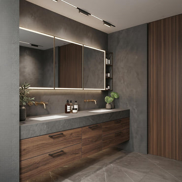 60''-96'' Double Bathroom Vanity with Sink Modern Floating Dark Walnut Metal Drawers