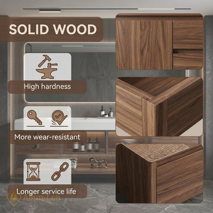 60''-96'' Double Bathroom Vanity with Sink Dark-Walnut Walnut Floating Modern Vanities Grain