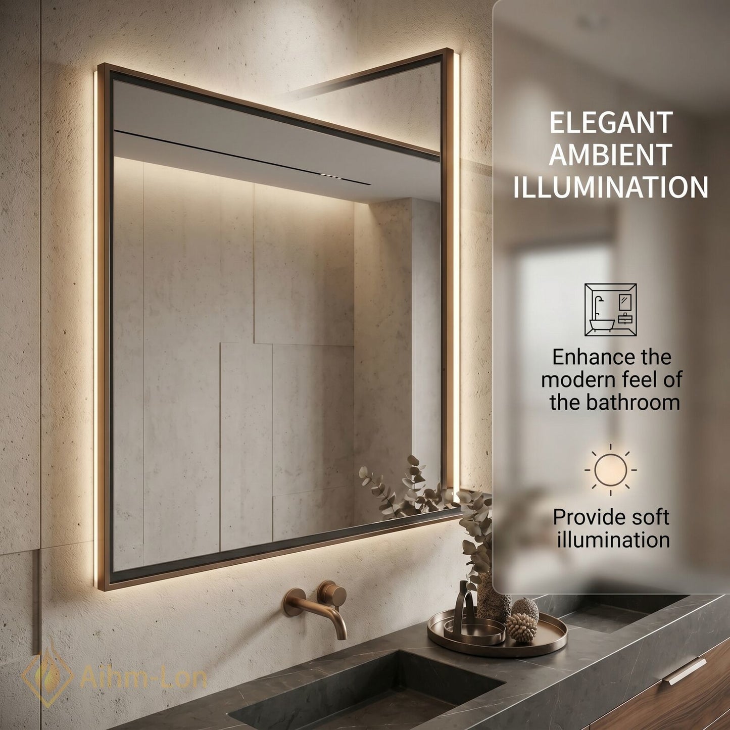 60''-96'' Double Bathroom Vanity with Sink Floating Wall-Mounted Wall-Mount Wood-Grain Finish Illuminated