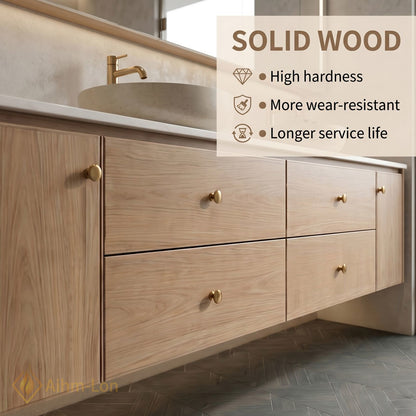 60''-96'' Floating Bathroom Vanity with Sink Solid Wood Grain Four Wide Drawers Cabinet