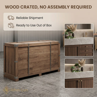 72''-96'' Double Bathroom Vanity with Sink Floating Storage Drawers Large Marble Vanities