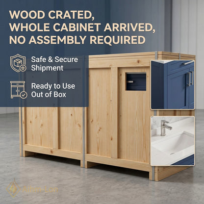 70''-96'' Double Bathroom Vanity with Sink Undermount Basin Navy Blue Spacious Drawers