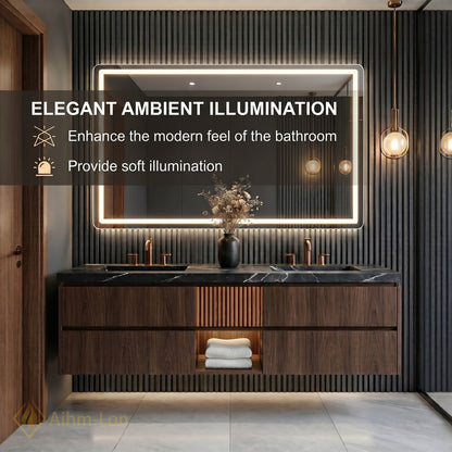 60''-96'' Modern Bathroom Vanity with Sink Double Sink Dark Wood Grain Finish Cabinet