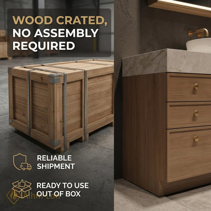 60''-96'' Double Bathroom Vanity with Sink Light Oak Finish Slatted Center Panel