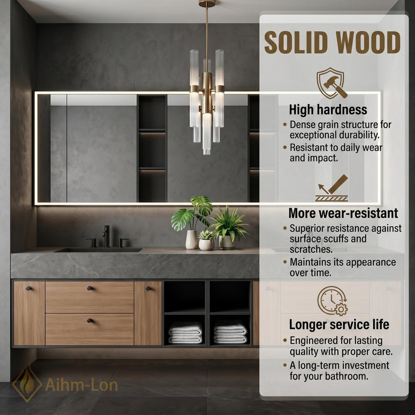 76''-96'' Modern Double Bathroom Vanity with Sink Floating Dark Stone Open Shelving