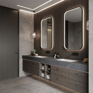 70''-96'' Modern Bathroom Vanity with Sink Dark Gray Top Rectangular Basin Cabinet
