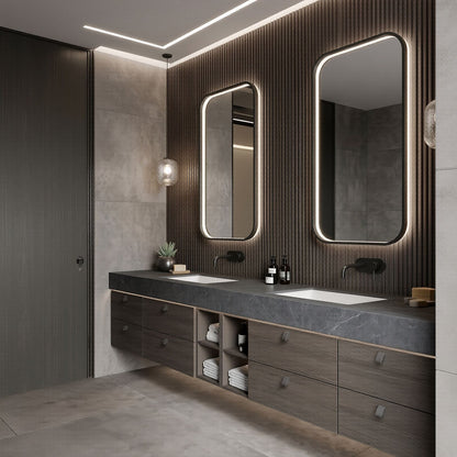 70''-96'' Modern Bathroom Vanity with Sink Dark Gray Top Rectangular Basin Cabinet