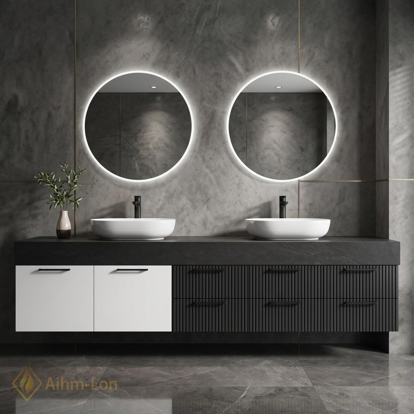 76''-96'' Double Bathroom Vanity with Sink Modern Floating Drawers Storage Dual Tone