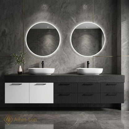 76''-96'' Double Bathroom Vanity with Sink Modern Floating Drawers Storage Dual Tone
