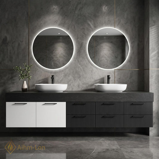 76''-96'' Double Bathroom Vanity with Sink Modern Floating Drawers Storage Dual Tone