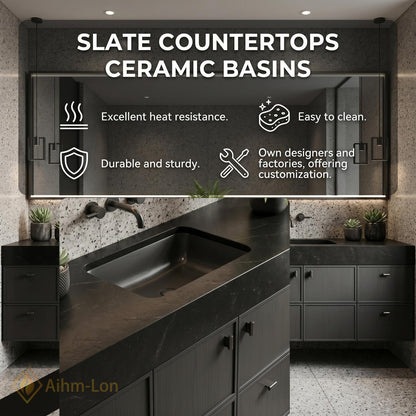 76''-96'' Double Bathroom Vanity with Sink Charcoal Grey Modern Floating Slatted Storage
