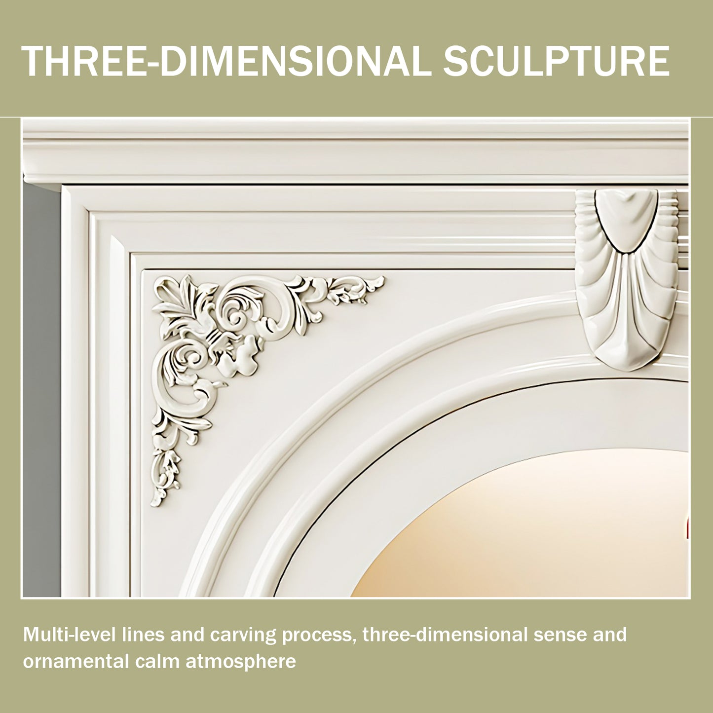 Aihm-Lon White Decorative Fireplace with Cabinets 39.37"-59.05"