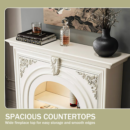 Aihm-Lon White Decorative Fireplace with Cabinets 39.37"-59.05"