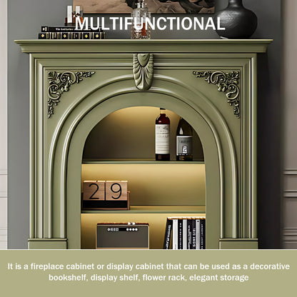 Aihm-Lon Green Decorative Fireplace with Cabinets 39.37"-59.05"