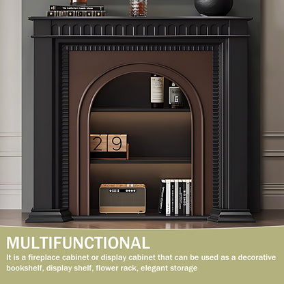 Aihm-Lon Brown and Black Decorative Fireplace with Cabinets 35.43"-59.05"
