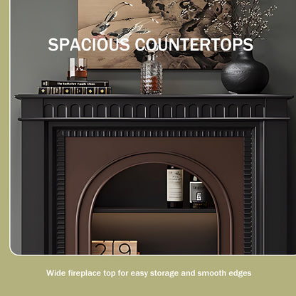 Aihm-Lon Brown and Black Decorative Fireplace with Cabinets 35.43"-59.05"