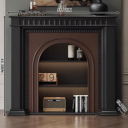 Aihm-Lon Brown and Black Decorative Fireplace with Cabinets 35.43"-59.05"