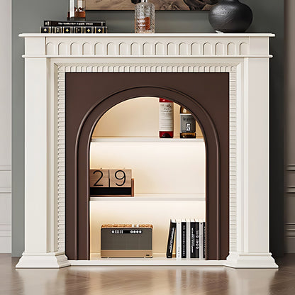 Aihm-Lon Brown and White Decorative Fireplace with Cabinets 35.43"-59.05"