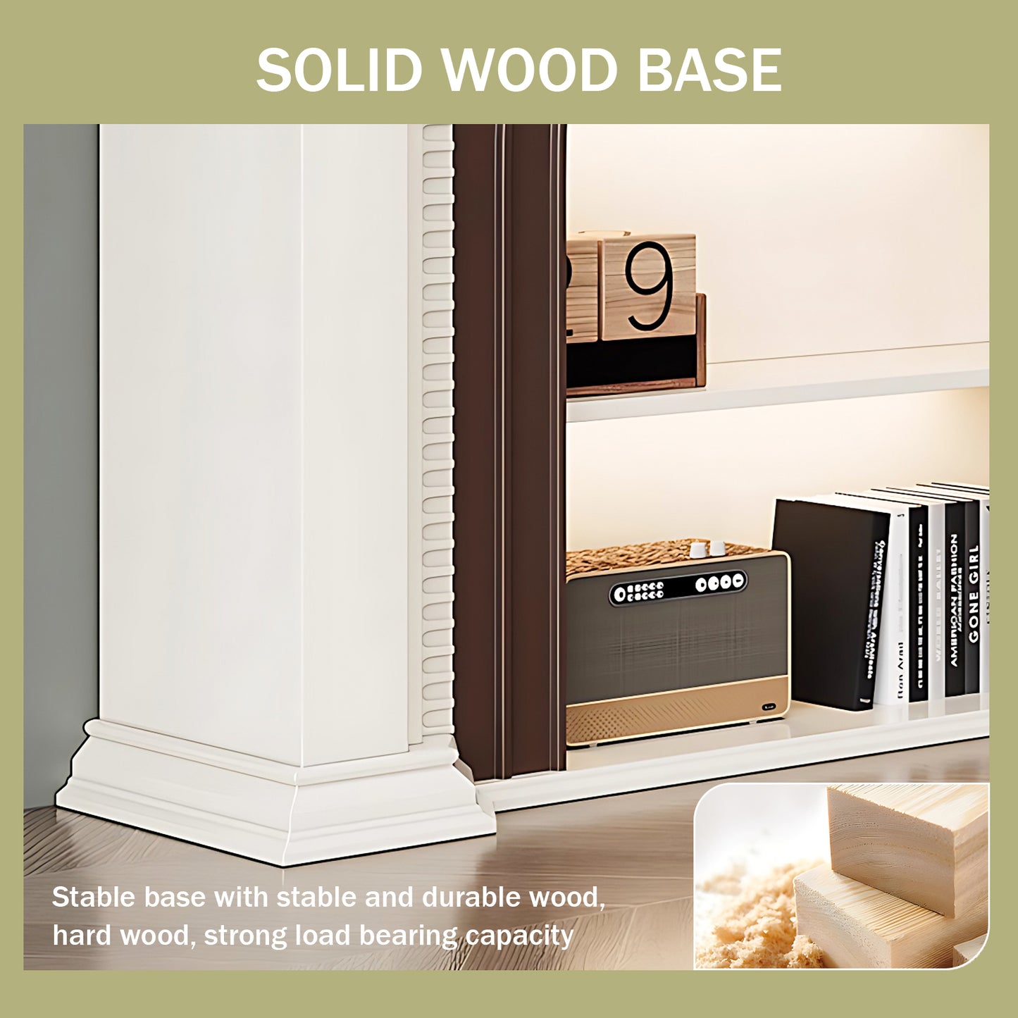 Aihm-Lon Brown and White Decorative Fireplace with Cabinets 35.43"-59.05"