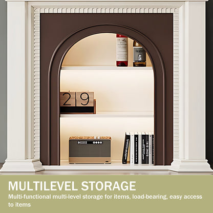 Aihm-Lon Brown and White Decorative Fireplace with Cabinets 35.43"-59.05"