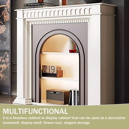 Aihm-Lon Brown and White Decorative Fireplace with Cabinets 35.43"-59.05"
