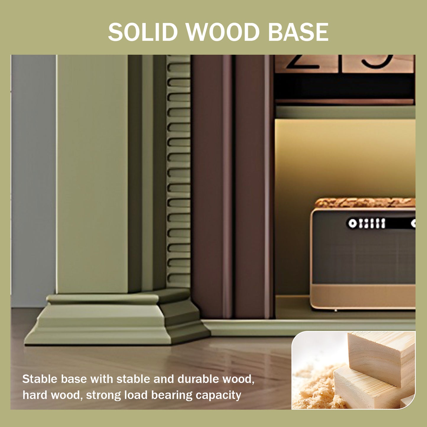 Aihm-Lon Brown and Green Decorative Fireplace with Cabinets 35.43"-59.05"