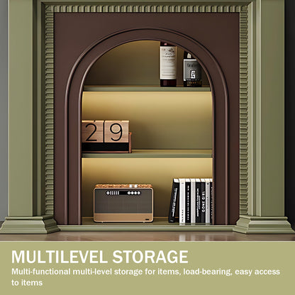 Aihm-Lon Brown and Green Decorative Fireplace with Cabinets 35.43"-59.05"