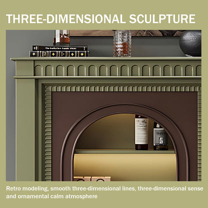 Aihm-Lon Brown and Green Decorative Fireplace with Cabinets 35.43"-59.05"