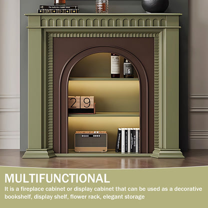 Aihm-Lon Brown and Green Decorative Fireplace with Cabinets 35.43"-59.05"