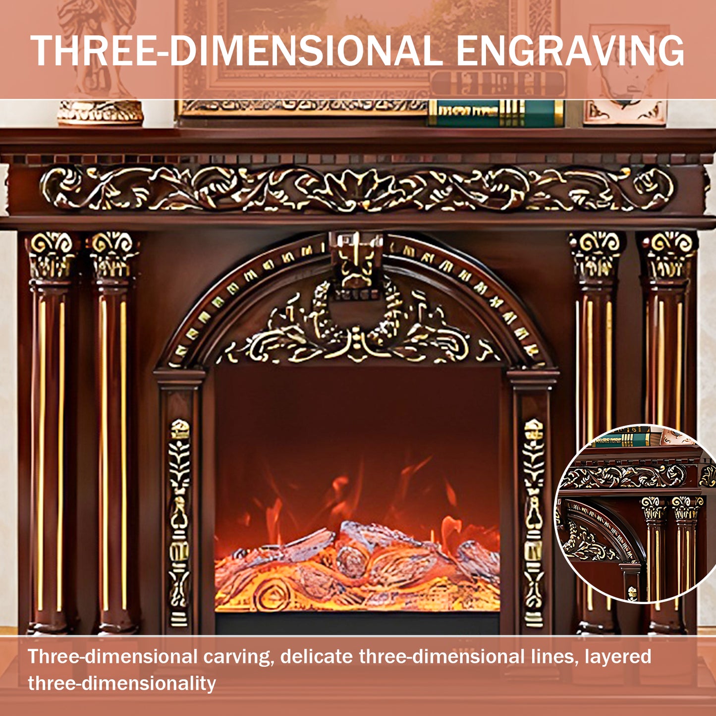 Aihm-Lon Modern Decorative Electric Fireplace with Mantel 59.05"