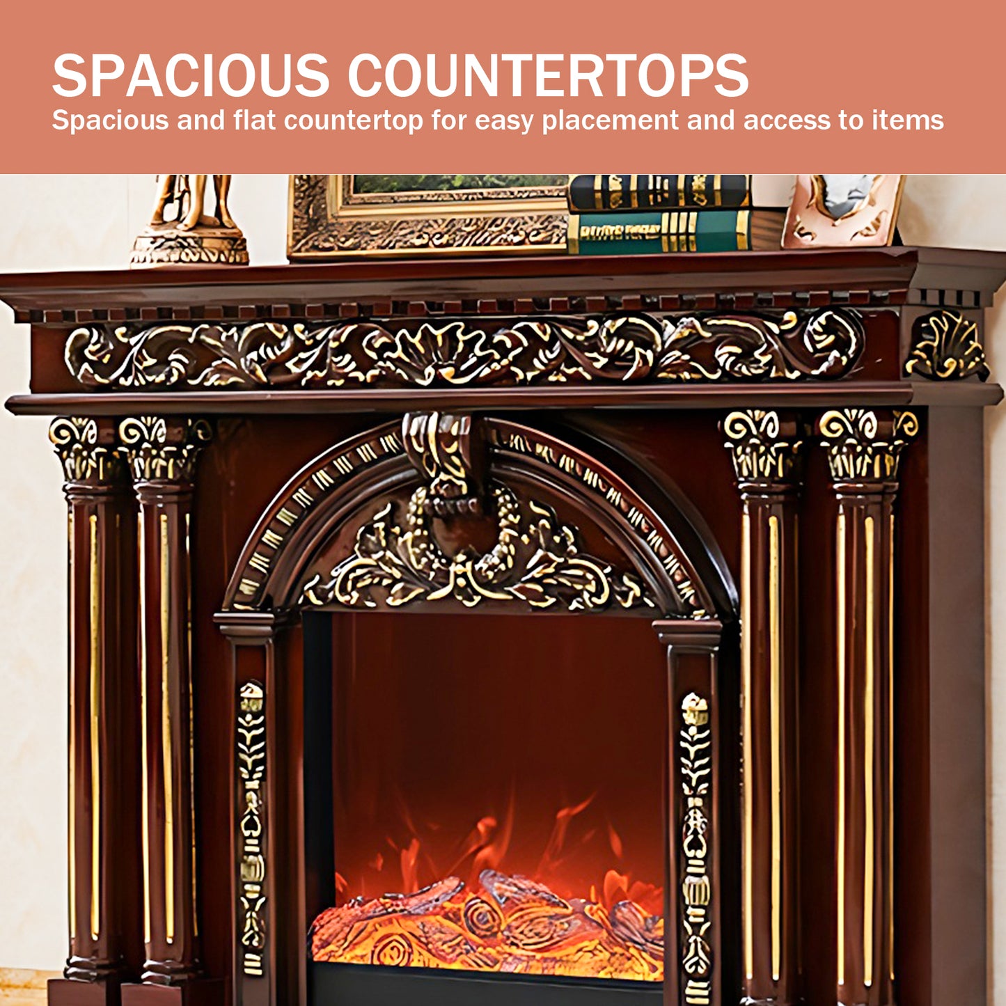 Aihm-Lon Modern Decorative Electric Fireplace with Mantel 59.05"