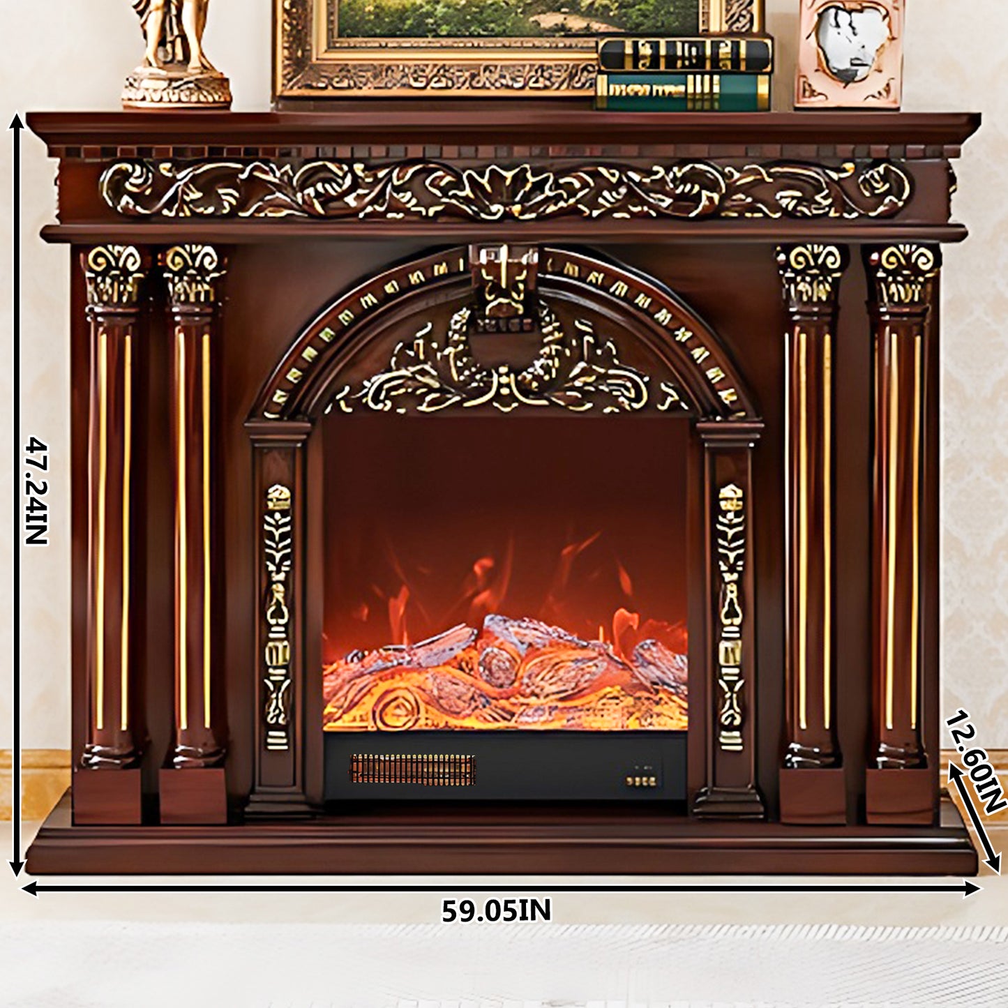 Aihm-Lon  Modern Electric Fireplace Heater with Mantel 59.05"