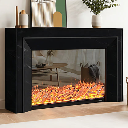 Aihm-Lon Black Electric Fireplace with Decorative Inserts 59.05"